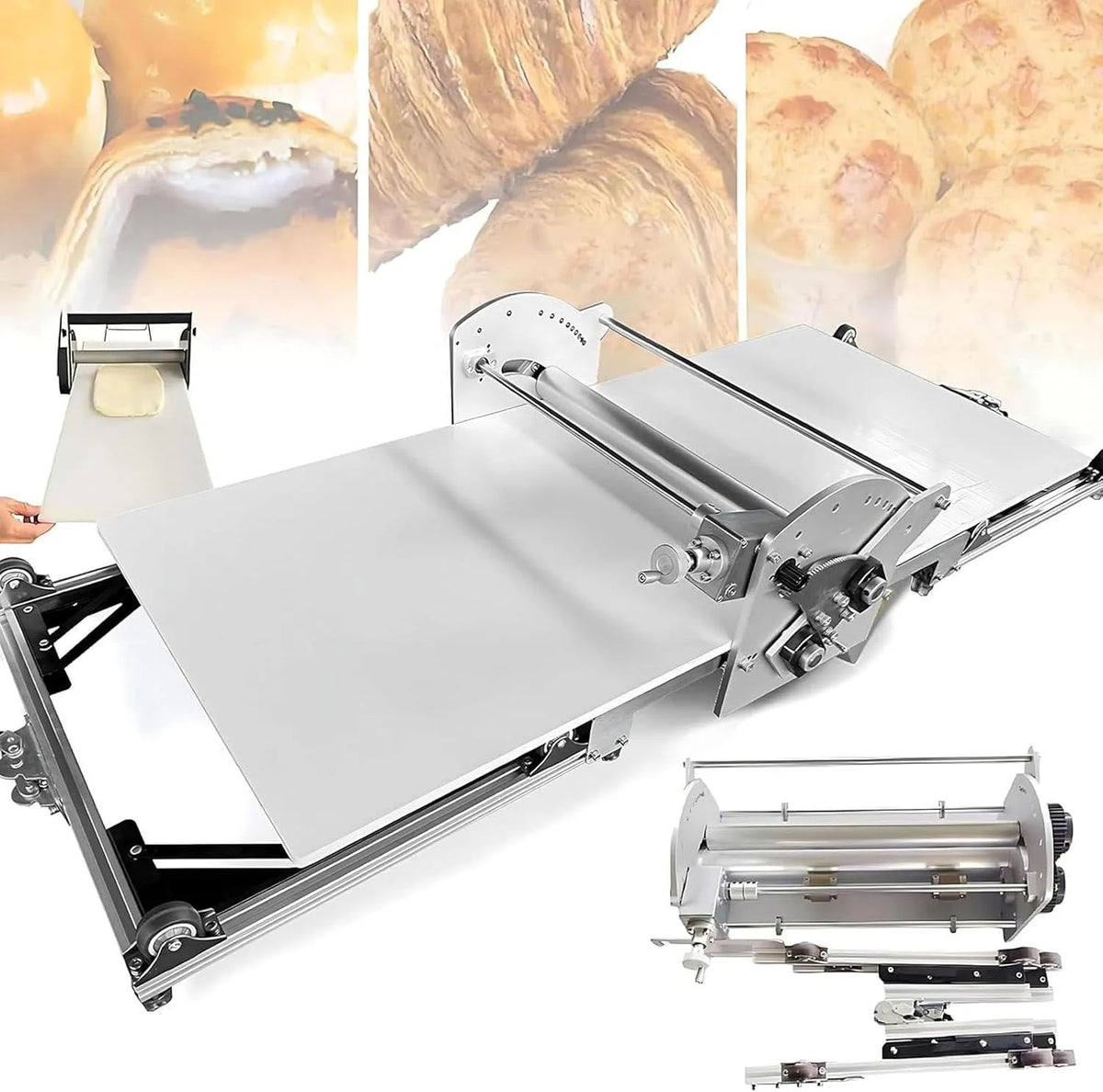 En Acier Inoxydable Laminoir électrique, Laminoir Pliable, Machine Automatique pour Pâtes Et Pâtisseries avec Contrôle D'épaisseur, Pizzeria