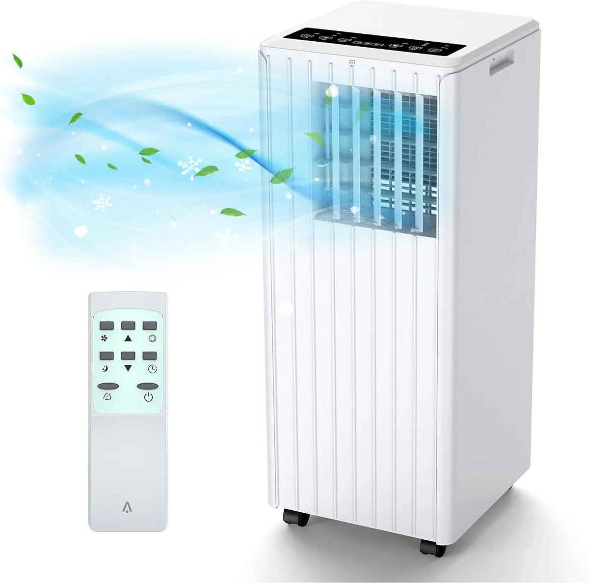 Climatiseur, portable 9000 BTU, Refroidissement 5 en 1, Minuterie 24 heures, 2 niveaux de vitesse de ventilateur, Kit de télécommande
